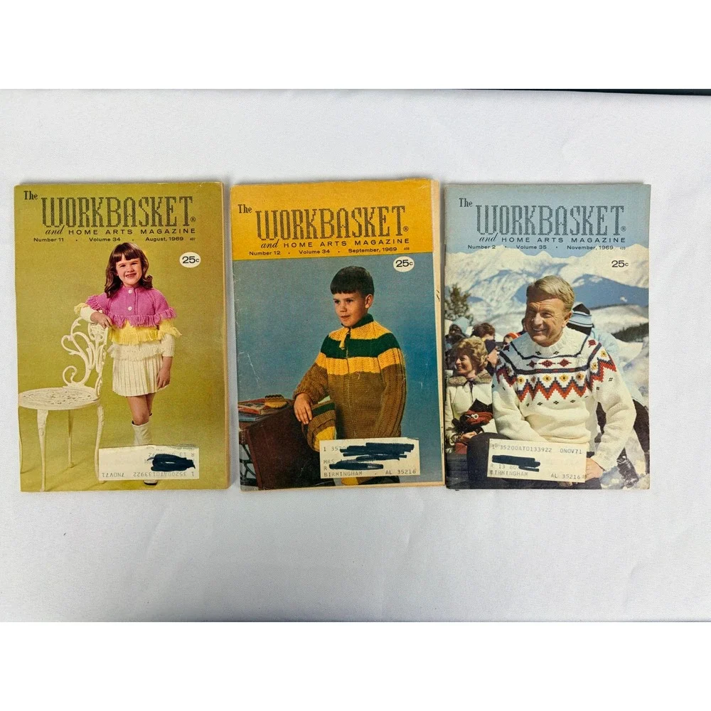Vintage 1969‎ Workbasket Home Arts Magazine Lot of 10 Knitting Crochet Pattern